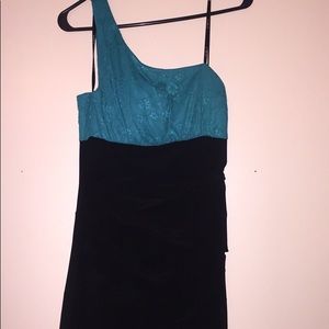 Teal and black dress